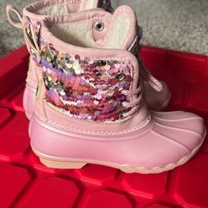 Adrienne Vittadini Pink Sequin Kids Rain & Snow Boots